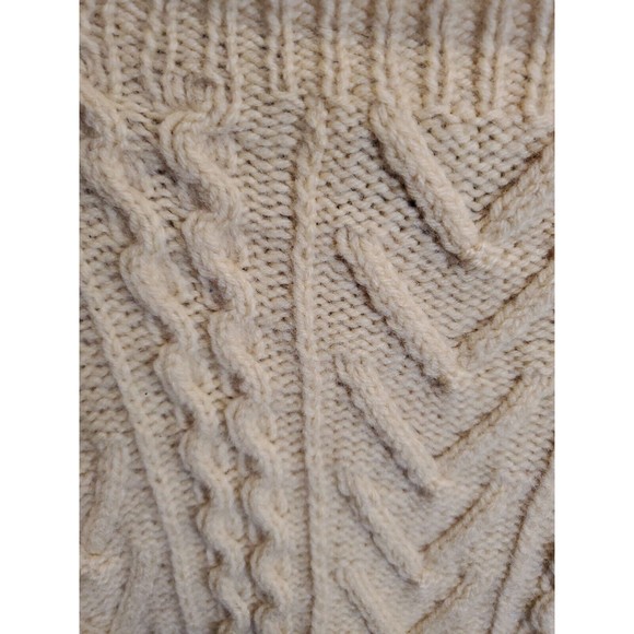 Vintage St. Crone Irish wool cardigan fisherman shawl Aran sweater Medium - Picture 4 of 6
